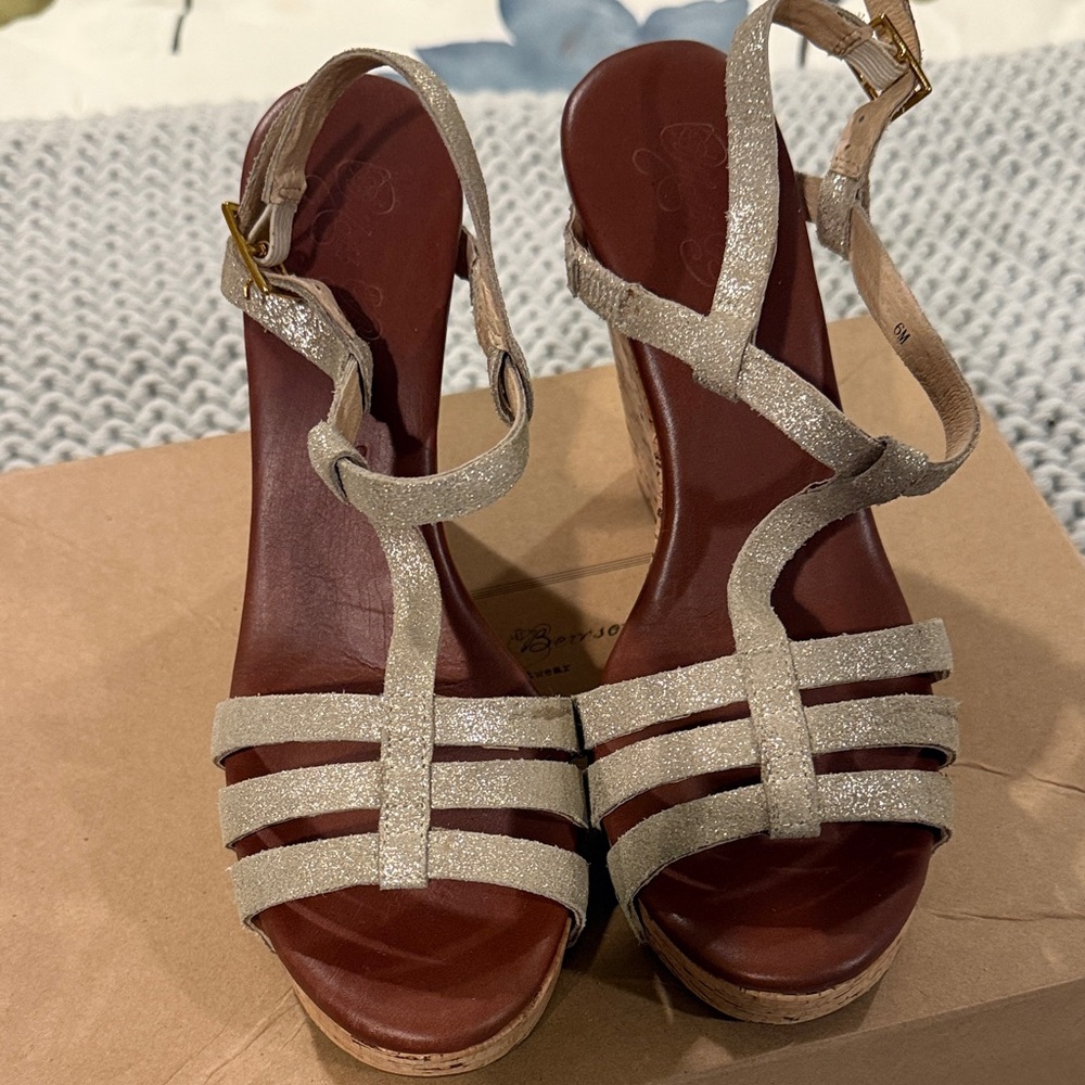 Matt Bernson Glittery Beige Strappy Sandals